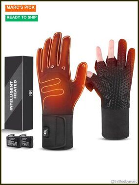 Heated Rechargeable Fishing Gloves - Open Finger Winter Hand Warmers